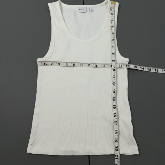 Aritzia Sunday Best Ribbed Tank Top Womens S White Ribbed Cotton Knit Sleeveless - Picture 7 of 10